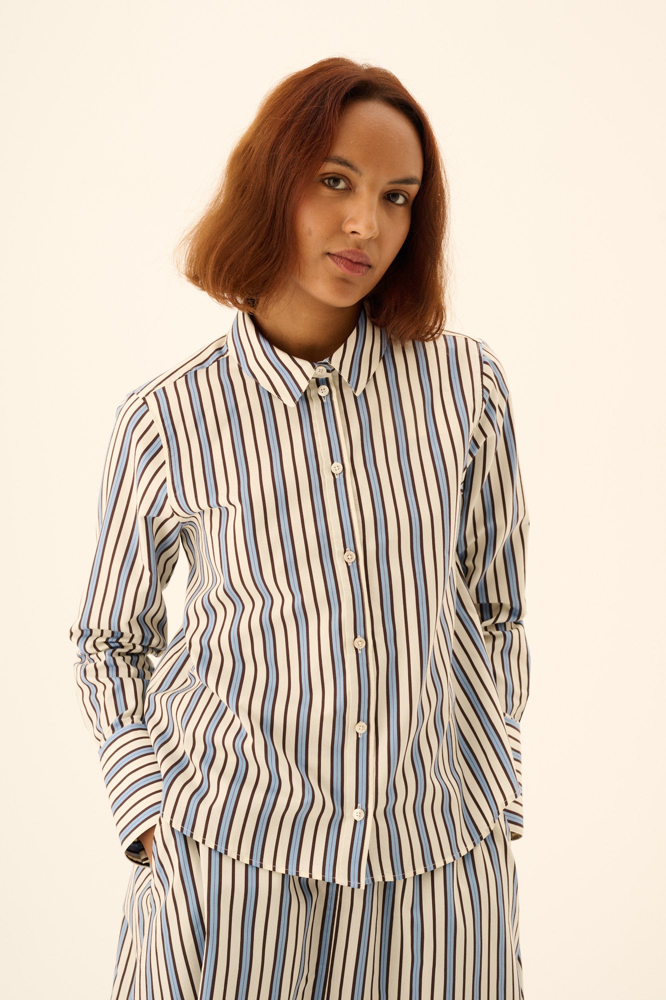 Rue de Tokyo SYLINA TRIO STRIPE Shirts BLUE PURPLE CREAM STRIPE