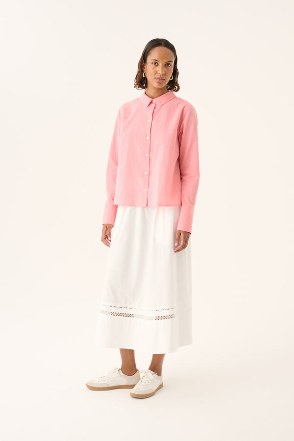 Rue de Tokyo SYLINA WASHED COTTON STRIPE Shirts RED WHITE STRIPE
