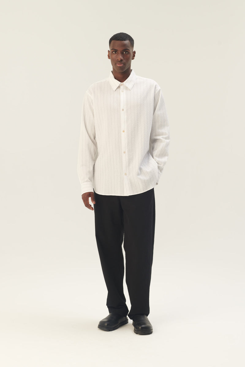 Rue de Tokyo SYLVESTER SAILOR STRIPE SHIRTS WHITE BLUE THIN STRIPE