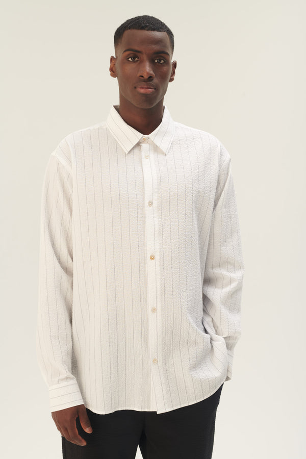 Rue de Tokyo SYLVESTER SAILOR STRIPE SHIRTS WHITE BLUE THIN STRIPE