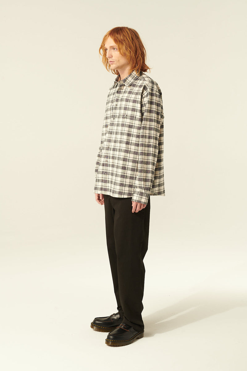 Rue de Tokyo SYL LINEN COTTON SHIRTS WHITE BLACK CHECK