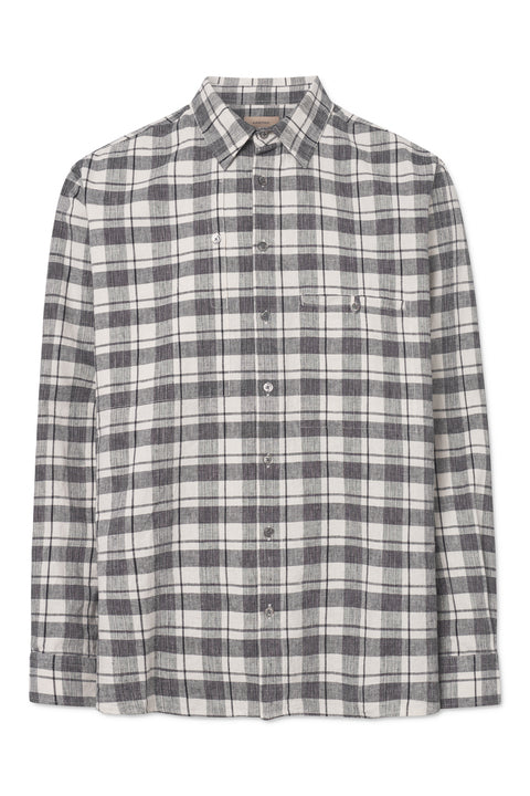 Rue de Tokyo SYL LINEN COTTON SHIRTS WHITE BLACK CHECK