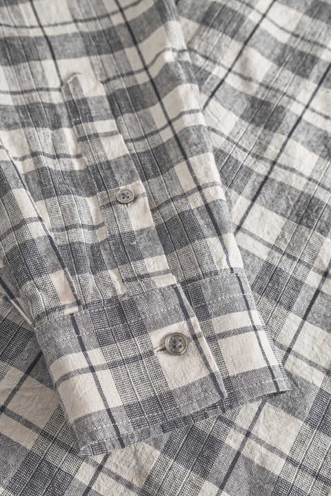 Rue de Tokyo SYL LINEN COTTON SHIRTS WHITE BLACK CHECK