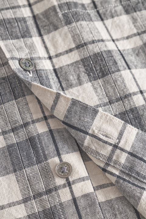 Rue de Tokyo SYL LINEN COTTON SHIRTS WHITE BLACK CHECK