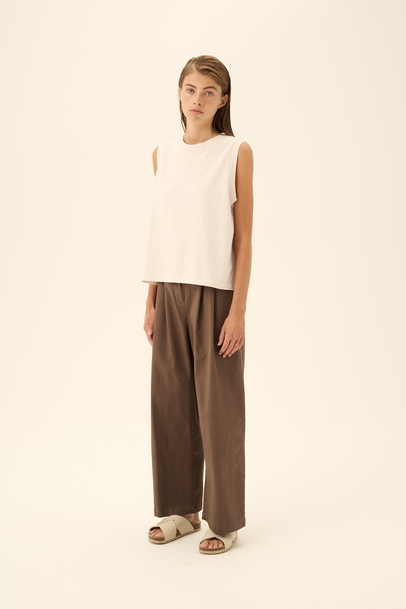 Rue de Tokyo TAINA LIGHT GMTD JERSEY T-Shirts PARCHMENT WHITE