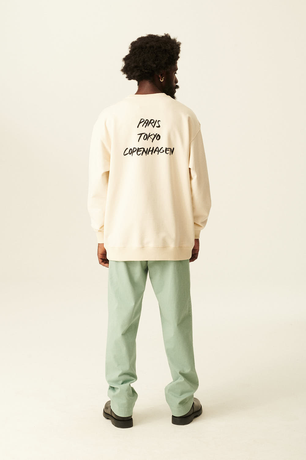 Rue de Tokyo TAMIR MONOGRAM ORGANIC HEAVY JRSY T-SHIRTS NATURAL WHITE WITH BLACK LOGO