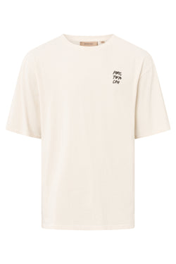 Rue de Tokyo TANNER RECYCLED COTTON JRSY T-SHIRTS NATURAL WHITE WITH BLACK LOGO
