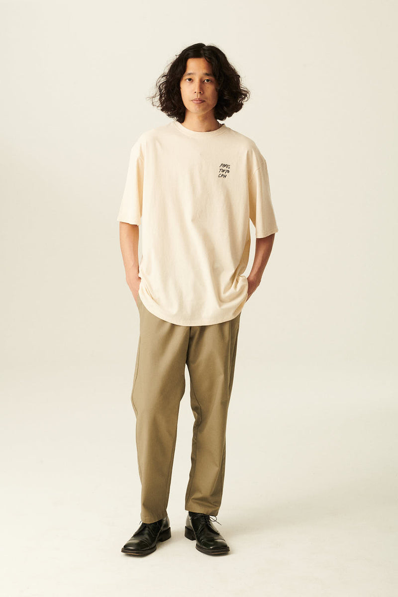 Rue de Tokyo TANNER RECYCLED COTTON JRSY T-SHIRTS NATURAL WHITE WITH BLACK LOGO