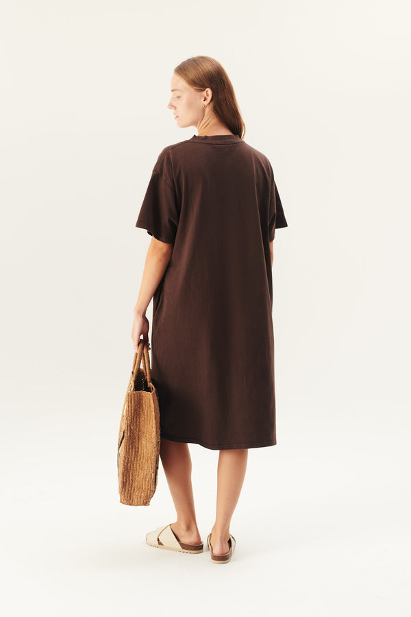 Rue de Tokyo TATIANA GARMENT DYED LIGHT JERSEY T-SHIRTS MULCH BROWN