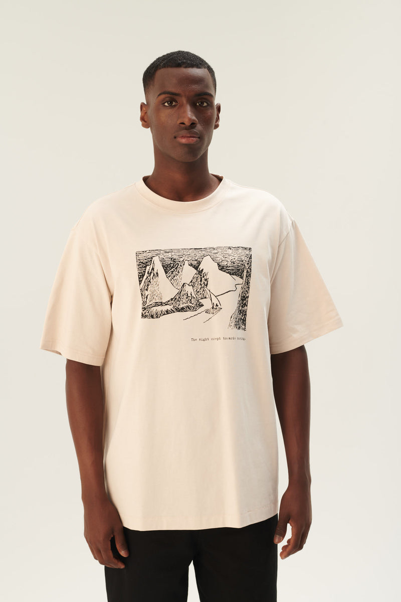 Rue de Tokyo THOMAS MOOMIN COTTON JERSEY T-SHIRTS CHALK WITH BLACK PRINT