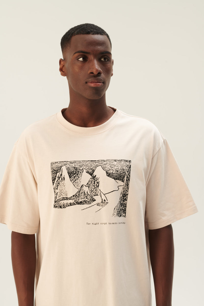 Rue de Tokyo THOMAS MOOMIN COTTON JERSEY T-SHIRTS CHALK WITH BLACK PRINT