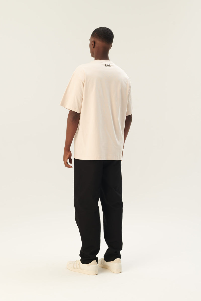 Rue de Tokyo THOMAS MOOMIN COTTON JERSEY T-SHIRTS CHALK WITH BLACK PRINT