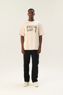 Rue de Tokyo THOMAS MOOMIN COTTON JERSEY T-SHIRTS CHALK WITH BLACK PRINT