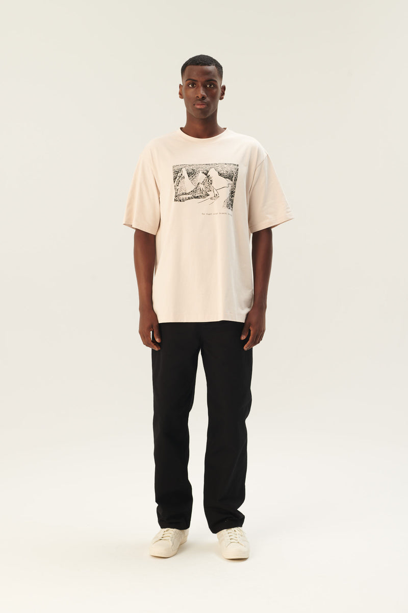 Rue de Tokyo THOMAS MOOMIN COTTON JERSEY T-SHIRTS CHALK WITH BLACK PRINT