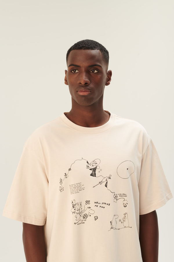 Rue de Tokyo THOPER MOOMIN COTTON JERSEY T-SHIRTS CHALK WITH BLACK PRINT