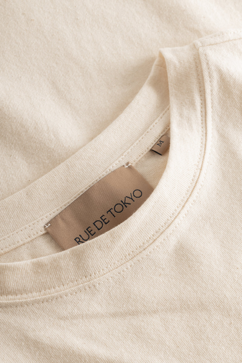 Rue de Tokyo THORSTEN RECYCLED COTTON JRSY T-SHIRTS NATURAL WHITE WITH BLACK LOGO