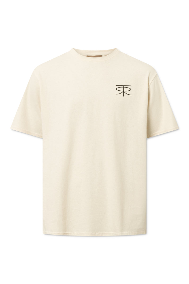 Rue de Tokyo THORSTEN RECYCLED COTTON JRSY T-SHIRTS NATURAL WHITE WITH BLACK LOGO