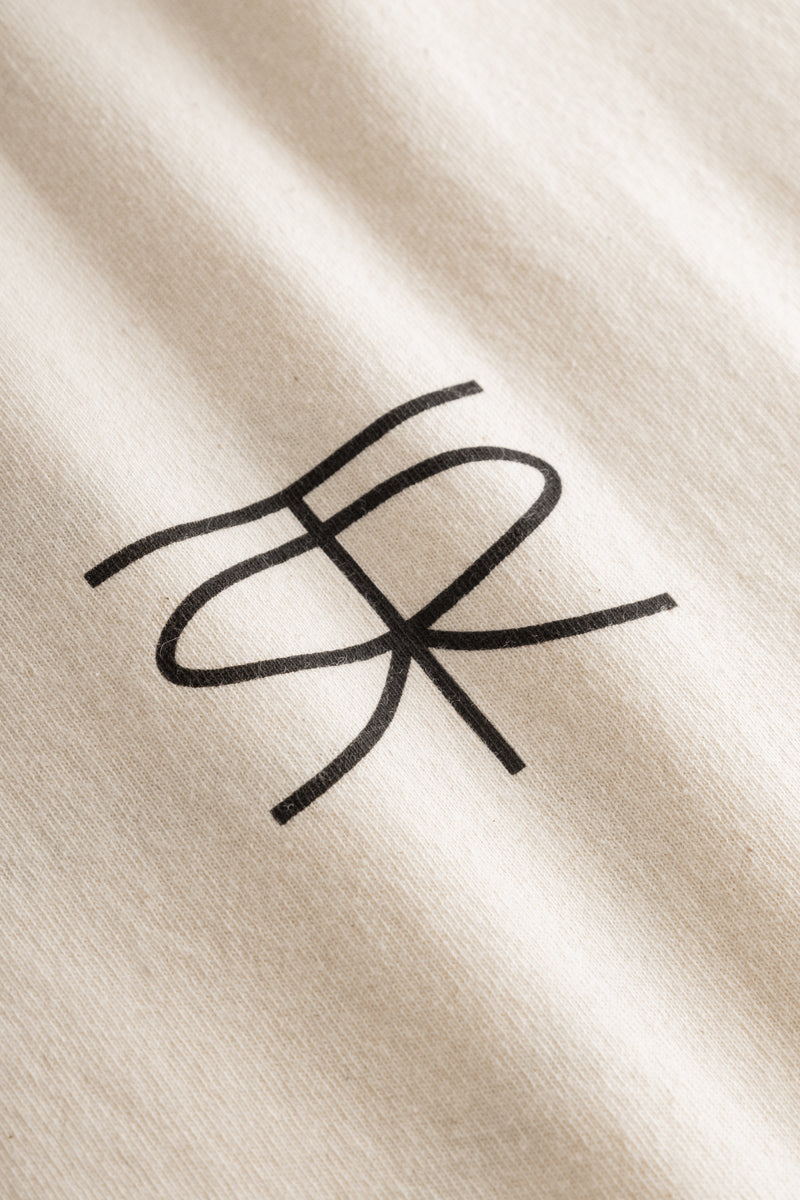 Rue de Tokyo THORSTEN RECYCLED COTTON JRSY T-SHIRTS NATURAL WHITE WITH BLACK LOGO