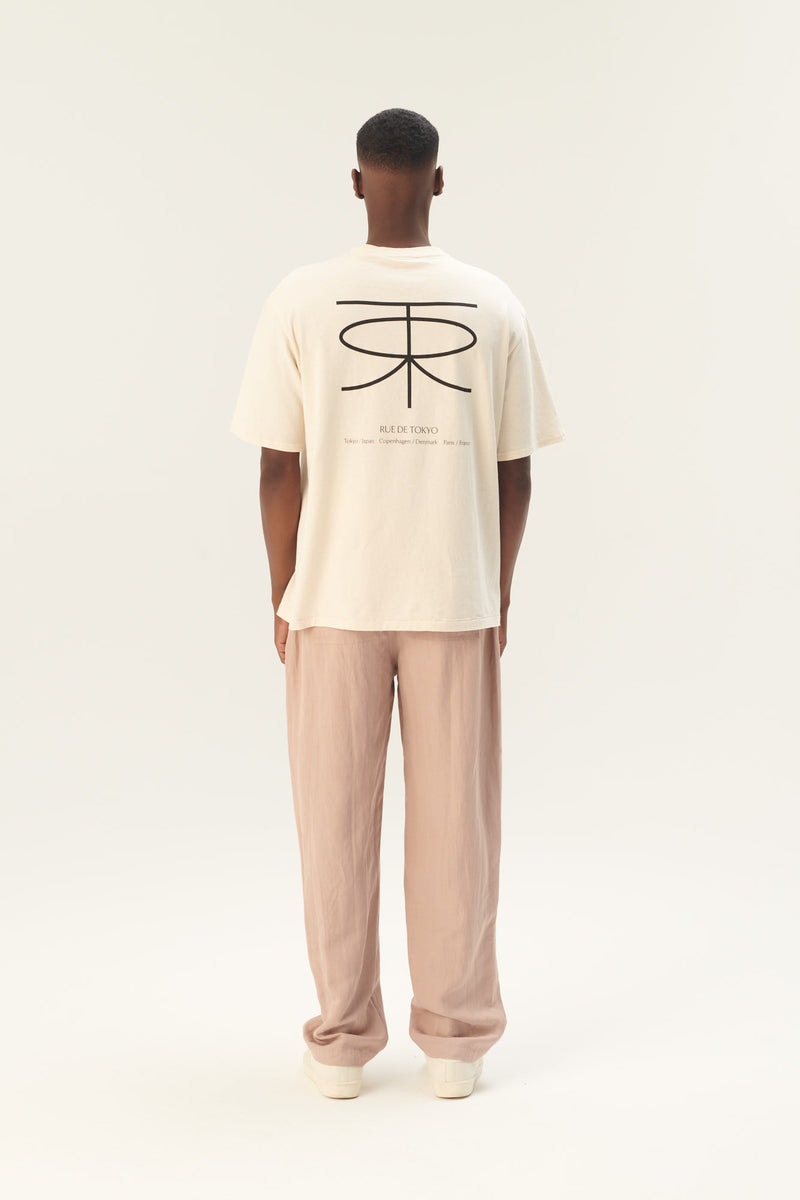 Rue de Tokyo THORSTEN RECYCLED COTTON JRSY T-SHIRTS NATURAL WHITE WITH BLACK LOGO