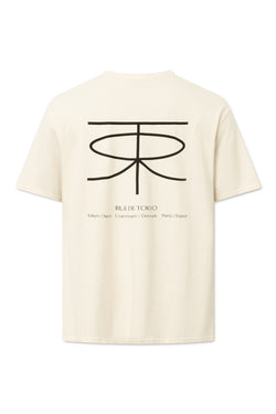 Rue de Tokyo THORSTEN RECYCLED COTTON JRSY T-SHIRTS NATURAL WHITE WITH BLACK LOGO