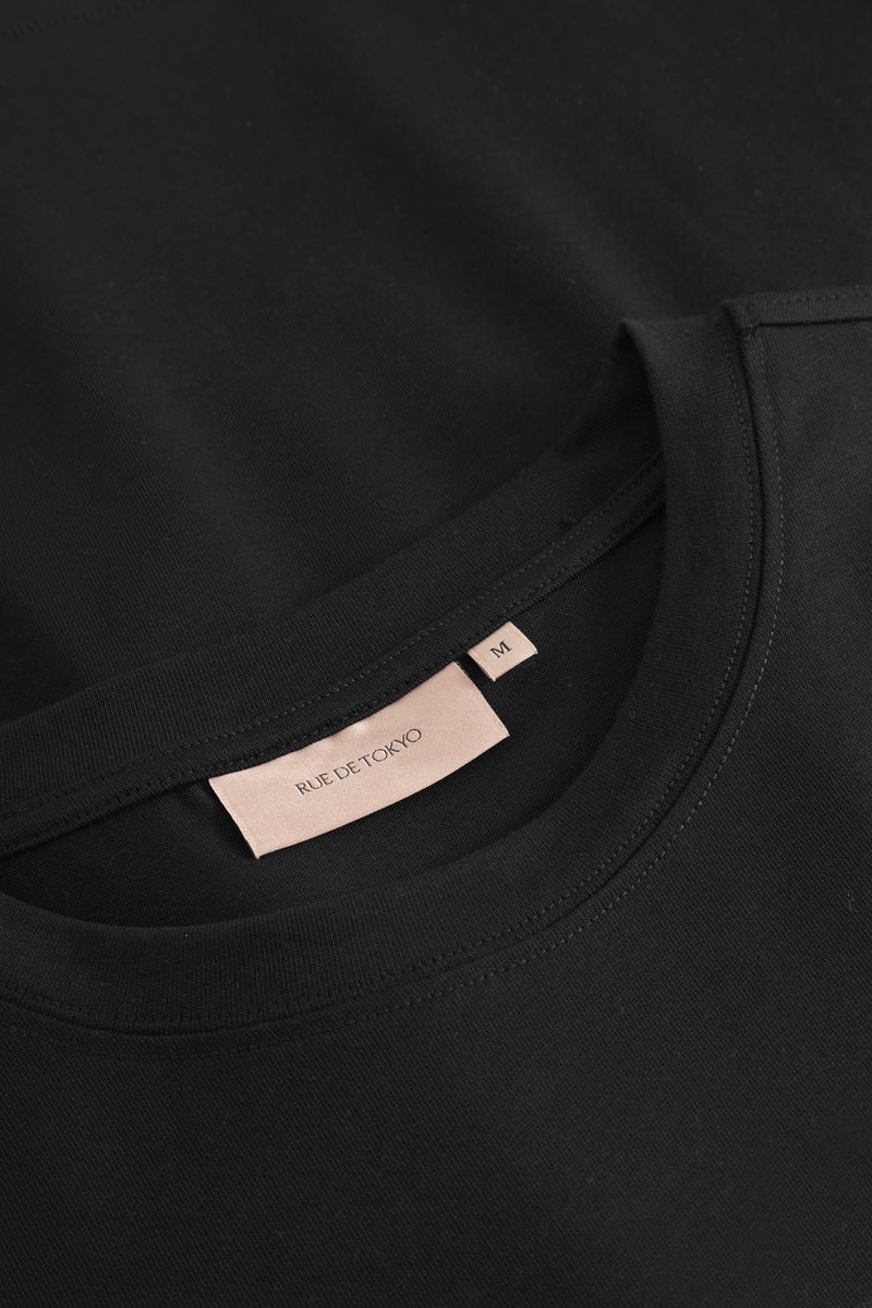 Rue de Tokyo TIBOR LIGHT JERSEY T-SHIRTS BLACK OFF WHITE PRINT