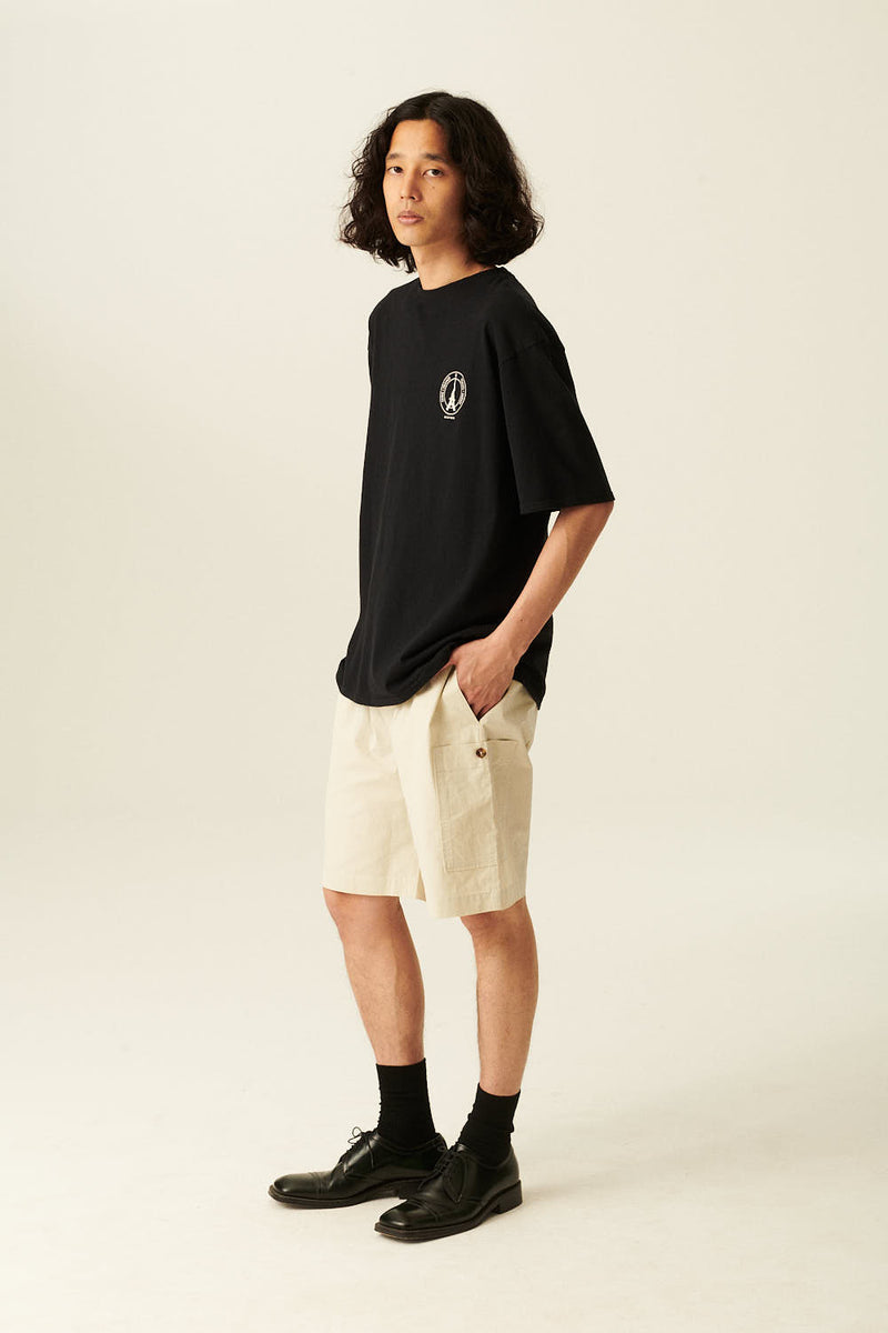 Rue de Tokyo TILLO RECYCLED COTTON JRSY T-SHIRTS BLACK WITH OFF WHITE LOGO