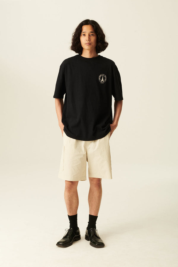 Rue de Tokyo TILLO RECYCLED COTTON JRSY T-SHIRTS BLACK WITH OFF WHITE LOGO