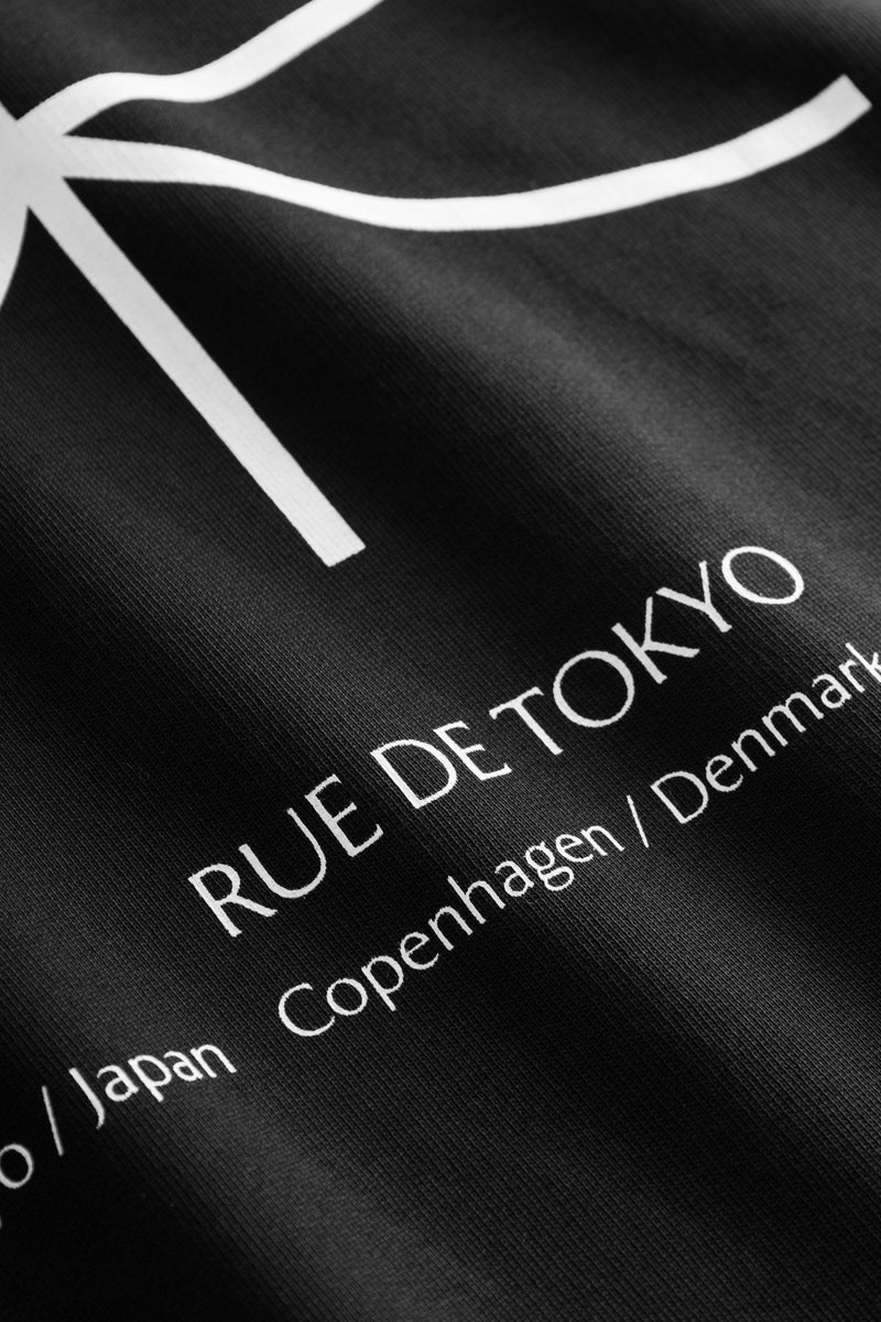 Rue de Tokyo TIM MONOGRAM ORGANIC HEAVY JRSY T-SHIRTS BLACK WITH OFF WHITE LOGO