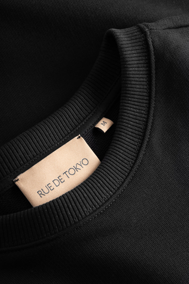 Rue de Tokyo TIM MONOGRAM ORGANIC HEAVY JRSY SWEATSHIRTS BLACK WITH OFF WHITE LOGO