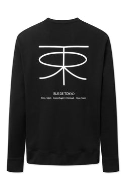 Rue de Tokyo TIM MONOGRAM ORGANIC HEAVY JRSY SWEATSHIRTS BLACK WITH OFF WHITE LOGO