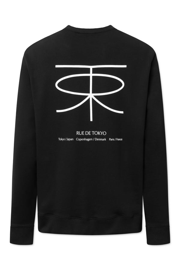 Rue de Tokyo TIM MONOGRAM ORGANIC HEAVY JRSY SWEATSHIRTS BLACK WITH OFF WHITE LOGO