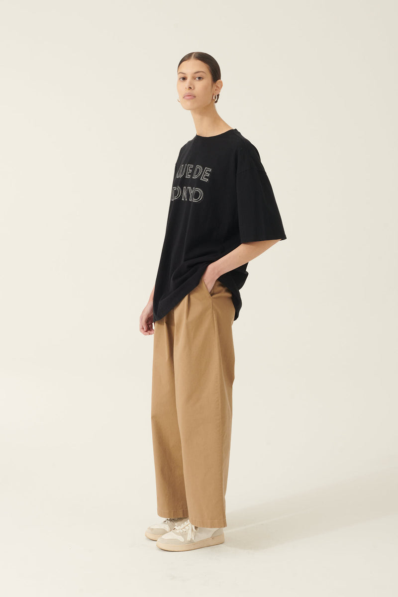 Rue de Tokyo TOKE RECYCLED COTTON JERSEY T-SHIRTS BLACK WITH OFF WHITE LOGO