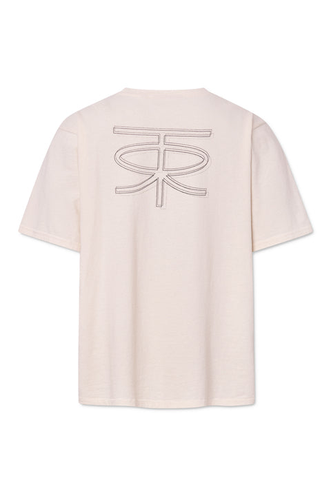 Rue de Tokyo TOKE RECYCLED COTTON JERSEY T-SHIRTS NATURAL WHITE WITH BLACK LOGO