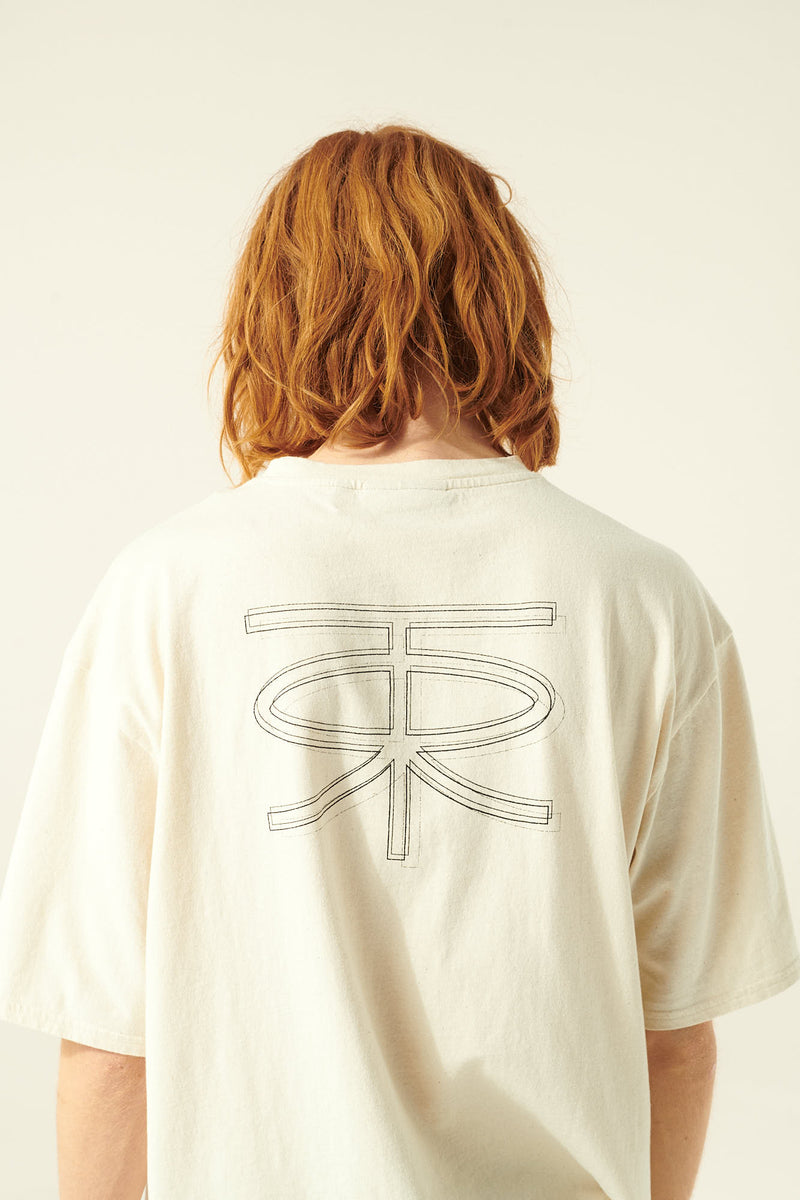 Rue de Tokyo TOKE RECYCLED COTTON JERSEY T-SHIRTS NATURAL WHITE WITH BLACK LOGO