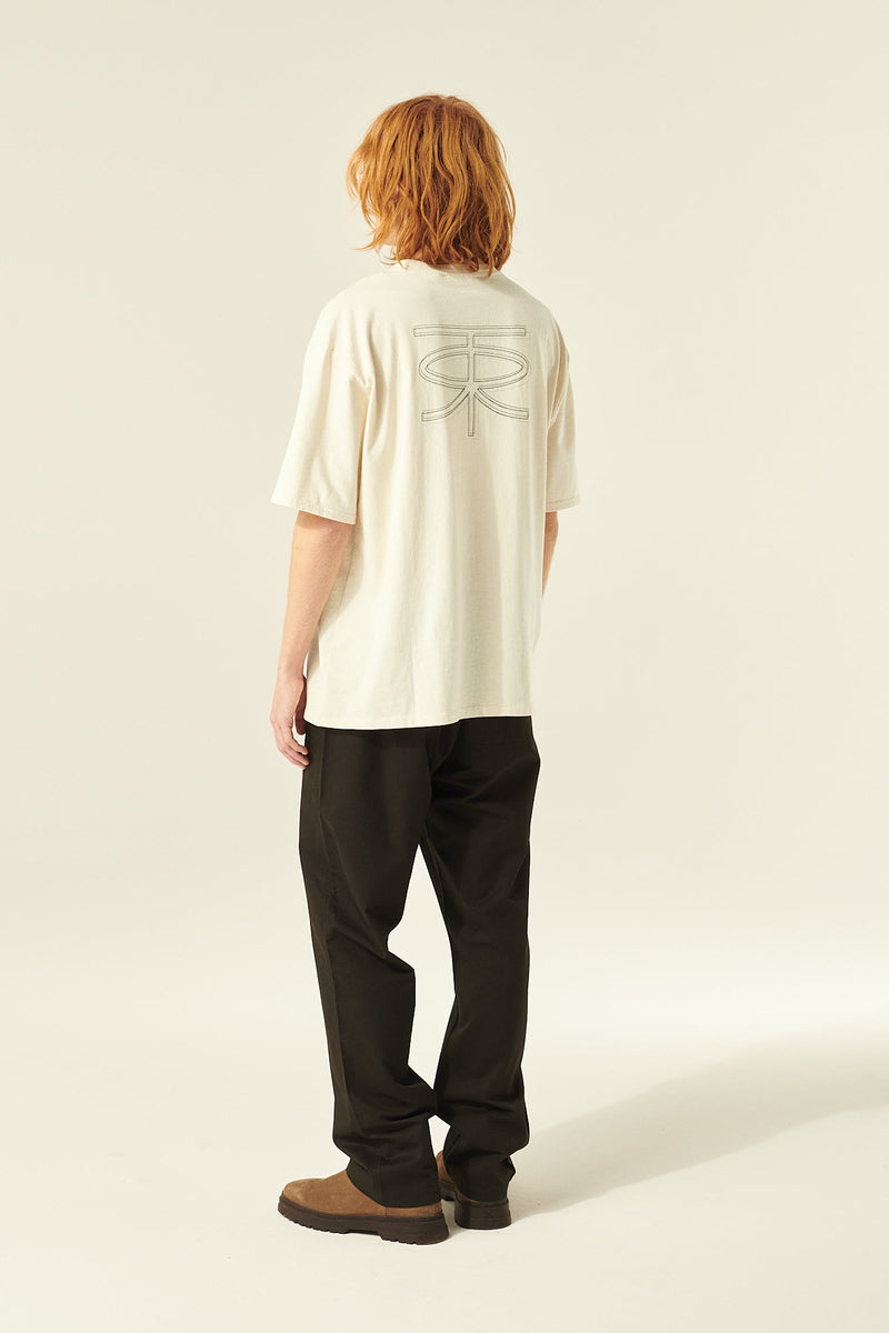 Rue de Tokyo TOKE RECYCLED COTTON JERSEY T-SHIRTS NATURAL WHITE WITH BLACK LOGO
