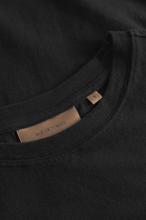 Rue de Tokyo TOKE RECYCLED COTTON JERSEY T-Shirts BLACK WITH OFF WHITE LOGO