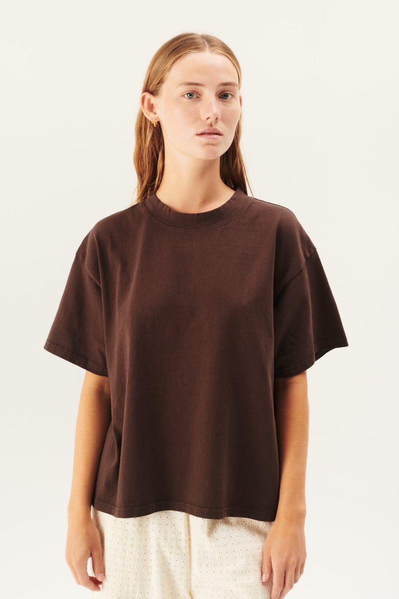 Rue de Tokyo TORA GARMENT DYED LIGHT JERSEY T-SHIRTS MULCH BROWN