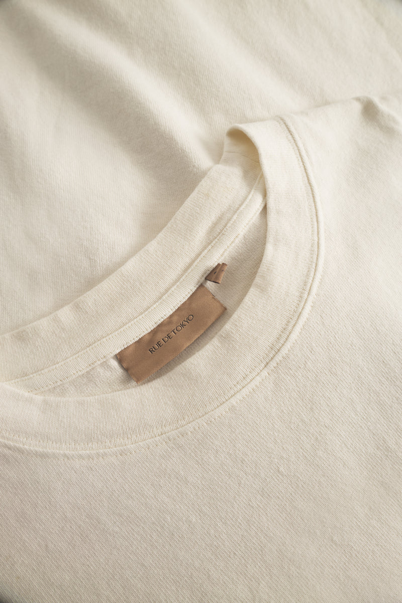 Rue de Tokyo TORA GARMENT DYED LIGHT JERSEY T-SHIRTS PARCHMENT WHITE