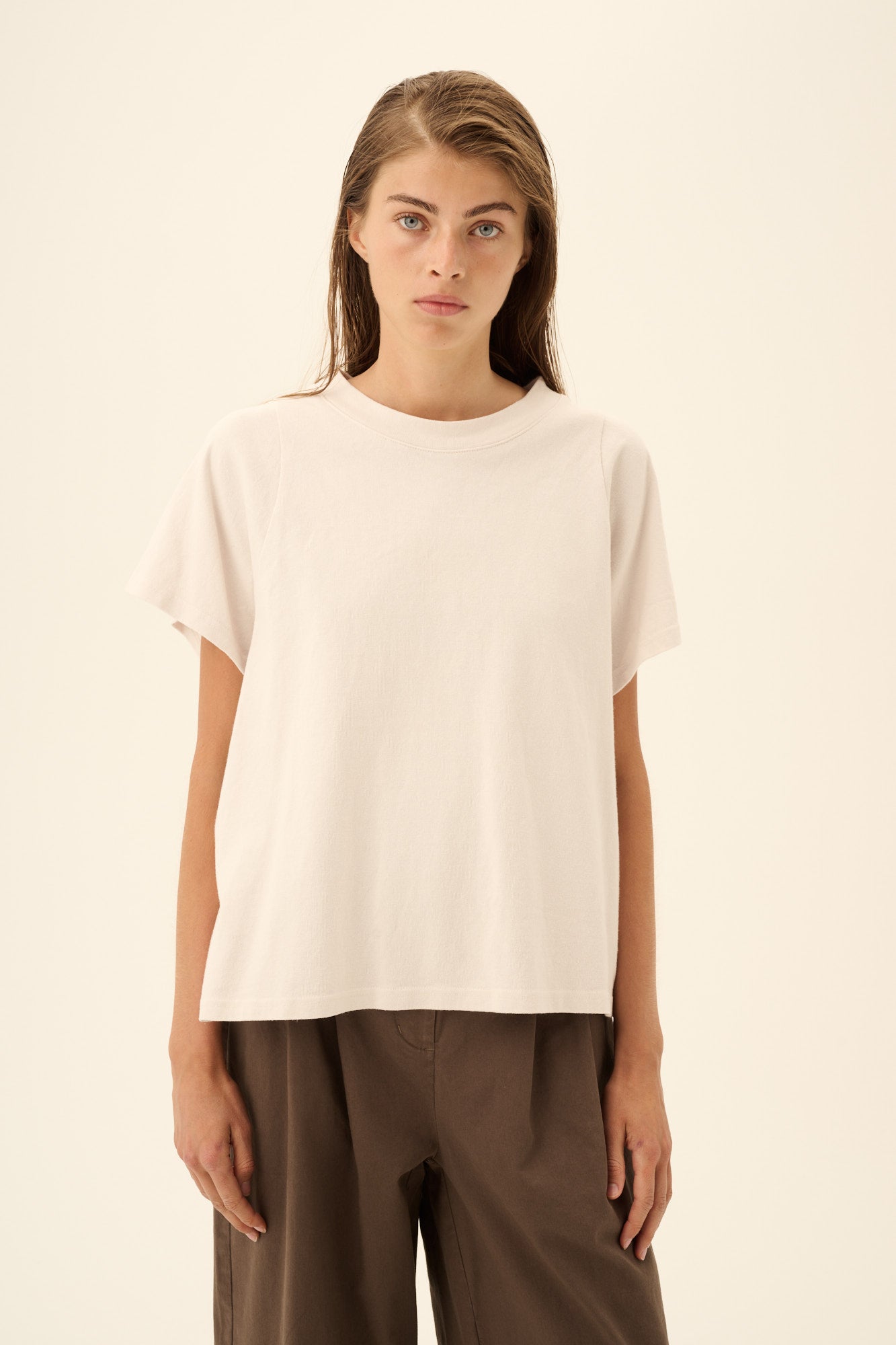 Rue de Tokyo TORA LIGHT GMTD JERSEY T-Shirts PARCHMENT WHITE