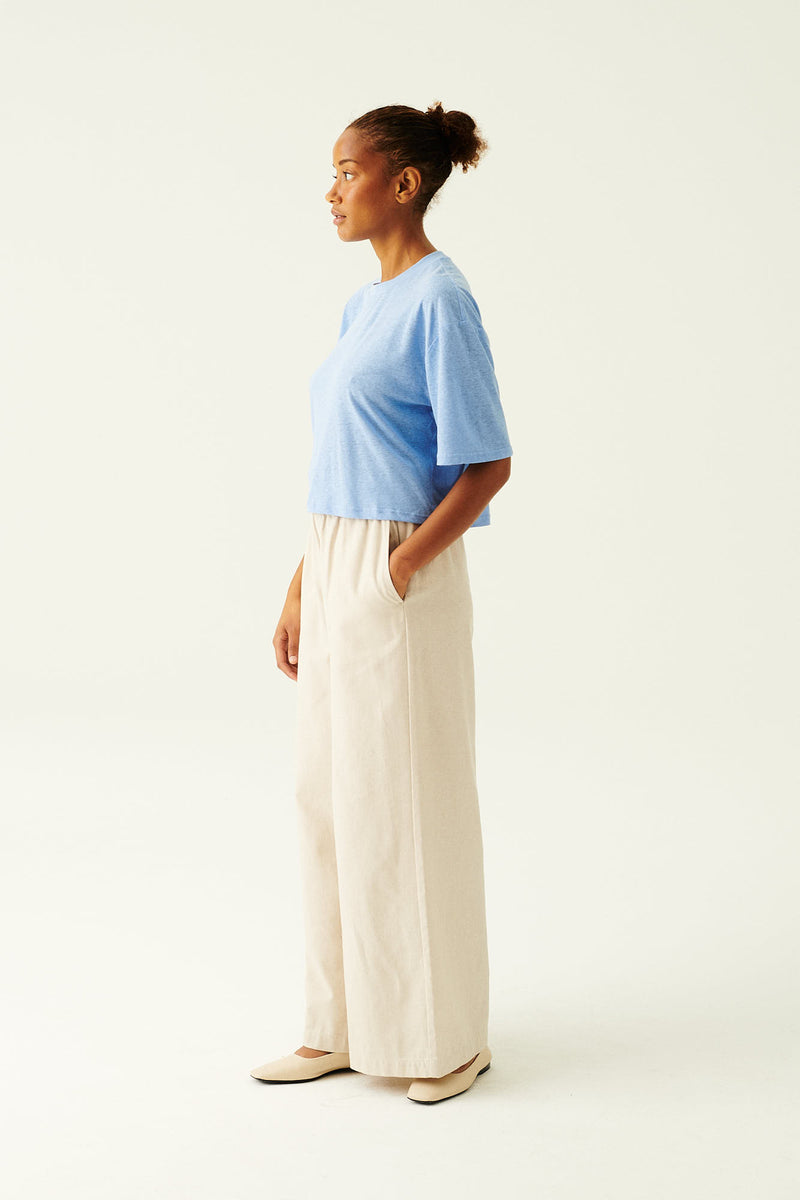 Rue de Tokyo TORI LIGHT LINEN JERSEY T-SHIRTS LIGHT BLUE