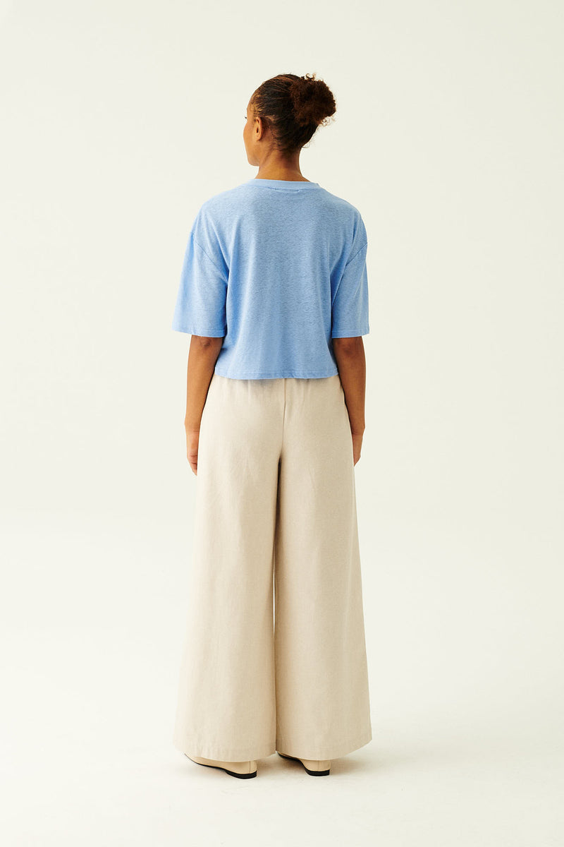 Rue de Tokyo TORI LIGHT LINEN JERSEY T-SHIRTS LIGHT BLUE