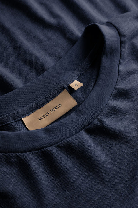 Rue de Tokyo TORI LIGHT LINEN JERSEY T-SHIRTS NAVY