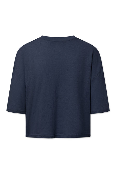 Rue de Tokyo TORI LIGHT LINEN JERSEY T-SHIRTS NAVY