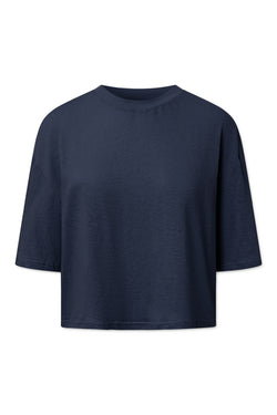 Rue de Tokyo TORI LIGHT LINEN JERSEY T-SHIRTS NAVY