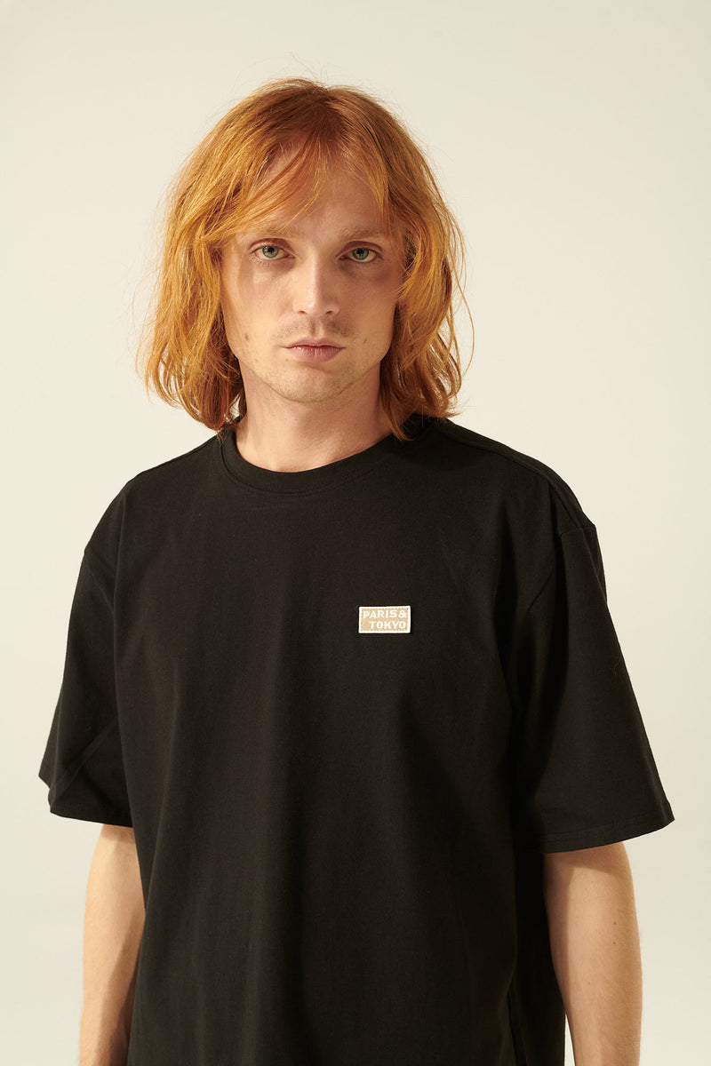 Rue de Tokyo TOYO COTTON JERSEY T-SHIRTS BLACK WITH EMBROIDERED PATCH