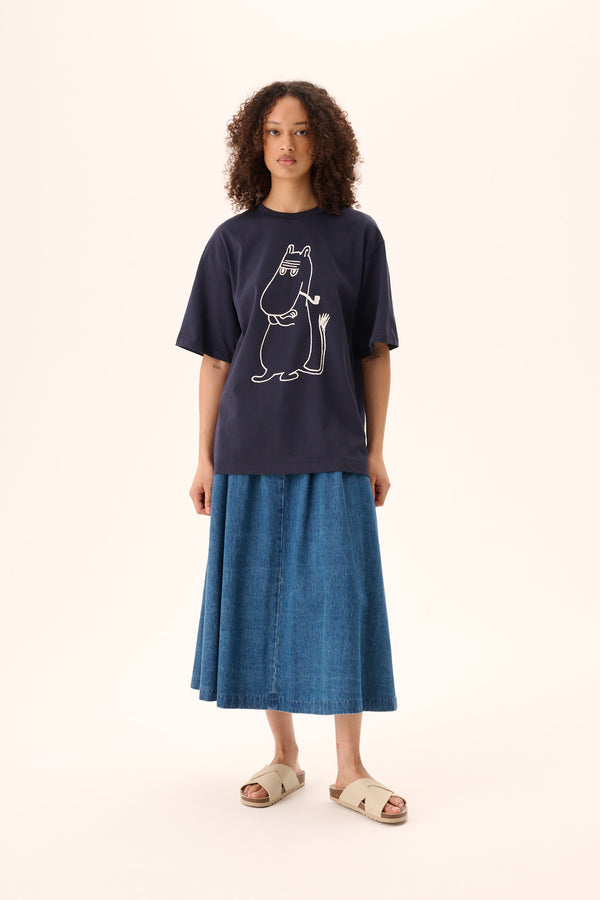 Rue de Tokyo TOYO MOOMIN COTTON JERSEY T-Shirts NAVY WITH CHALK PRINT
