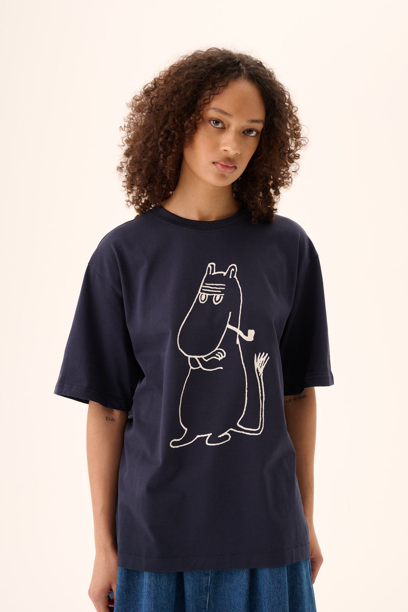 Rue de Tokyo TOYO MOOMIN COTTON JERSEY T-Shirts NAVY WITH CHALK PRINT
