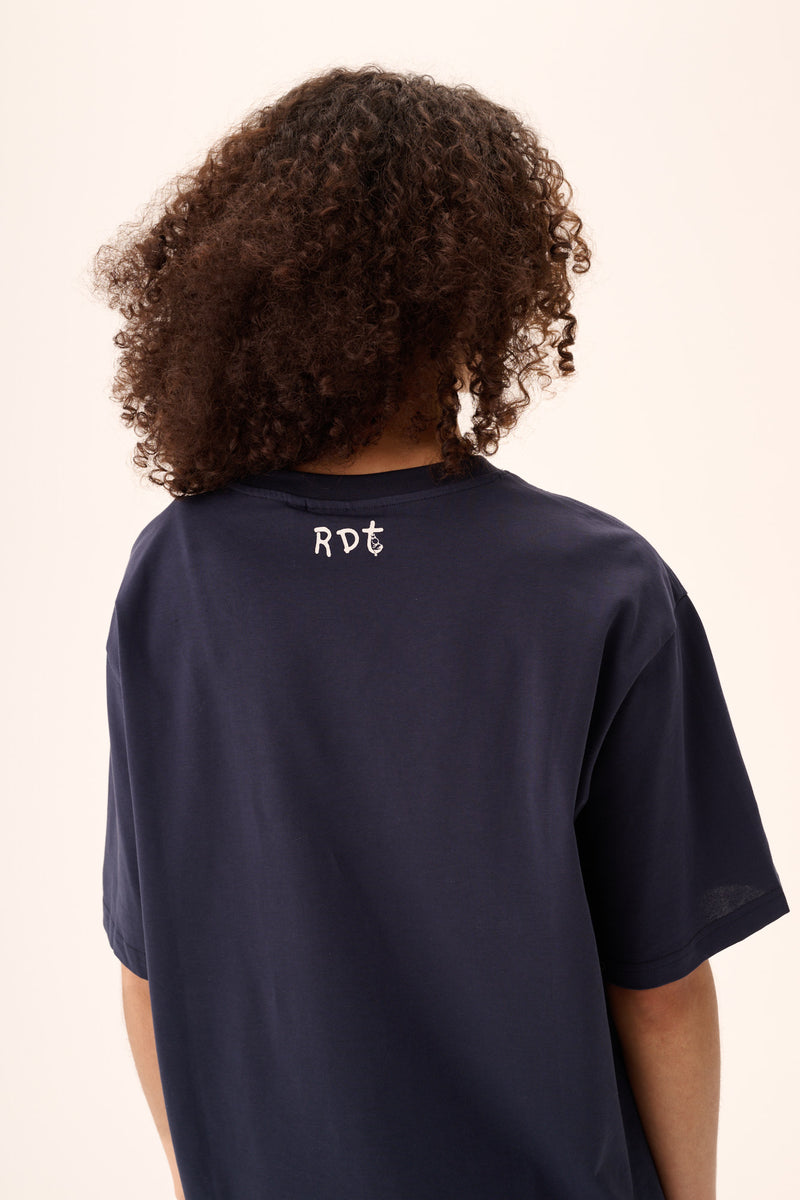 Rue de Tokyo TOYO MOOMIN COTTON JERSEY T-Shirts NAVY WITH CHALK PRINT