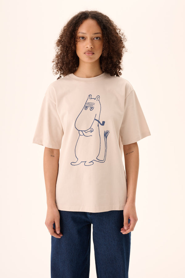 Rue de Tokyo TOYO MOOMIN COTTON JERSEY T-Shirts CHALK WITH NAVY PRINT