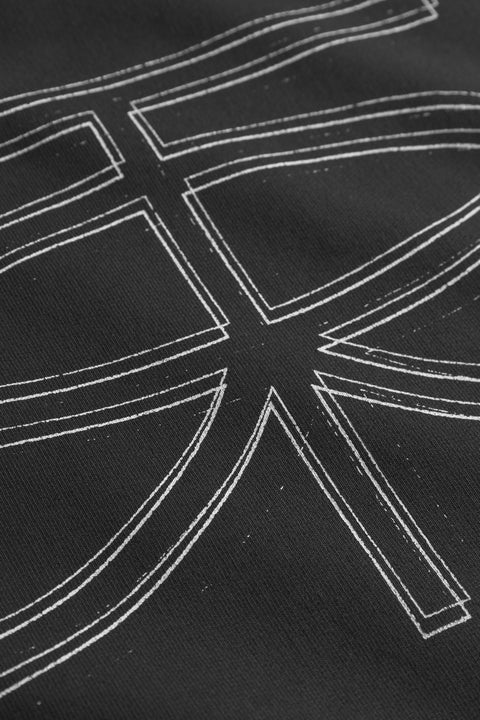 Rue de Tokyo TREVOR ORGANIC HEAVY JERSEY SWEATSHIRTS BLACK WITH OFF WHITE LOGO